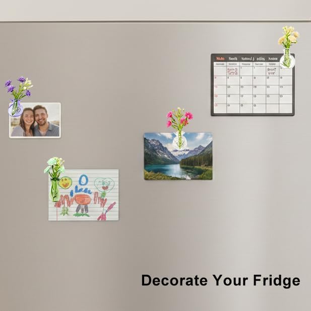 10pack Cute Mini Vase Magnets for Fridge, Tiny Magnetic Glass Vases Refrigerator Accessories, Real Flowers Pot Magnet, Funny Aesthetic Plant Pot Locker Office Kitchen Decoration, Small Magnet Bud