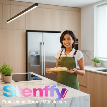 5 Pack Kitchen Apron, Work Apron, Canvas, Multiple Pockets, Gardening, Painting, BBQ, Artist, Carpenter, Sizes M to XXL, Olive