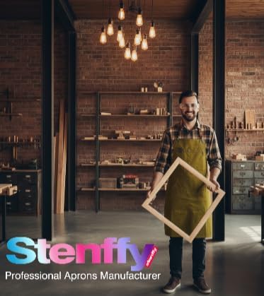 Kitchen Apron, Work Apron, Canvas, Multiple Pockets, Gardening, Painting, BBQ, Artist, Carpenter, Sizes M to XXL, Khaki