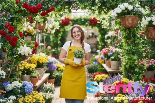 10 Pack Kitchen Aprons, Work Apron, Canvas, Multiple Pockets, Gardening, Painting, BBQ, Artist, Carpenter, Sizes M to XXL, Yellow