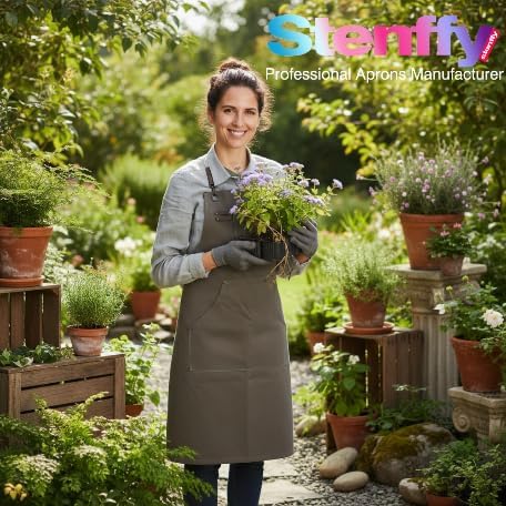 5 Pack Kitchen Apron, Work Apron, Canvas, Multiple Pockets, Gardening, Painting, BBQ, Artist, Carpenter, Sizes M to XXL, Dark Gray