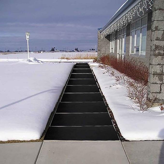 Heated Snow Melting Mats for Entrances - Outdoor Stairs- Non-Slip Winter Removal and Ice Melt Products -Heating Entrance