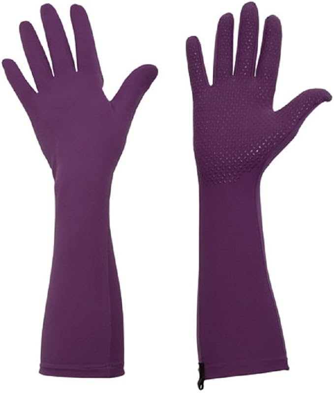 Foxgloves Elbow Length Gardening Gloves with Grips Elle Grip Gloves (Iris Purple, Large)