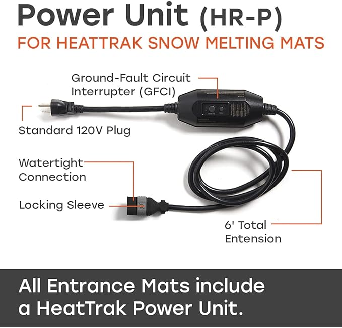 HeatTrak Heated Snow Melting Mats for Entrances - Heated Outdoor Mats - Electric Snow Melting Mats for Winter Snow Removal - Trusted Snow and Ice Melt Products - No-Slip Heated Door Mats (30” x 48")