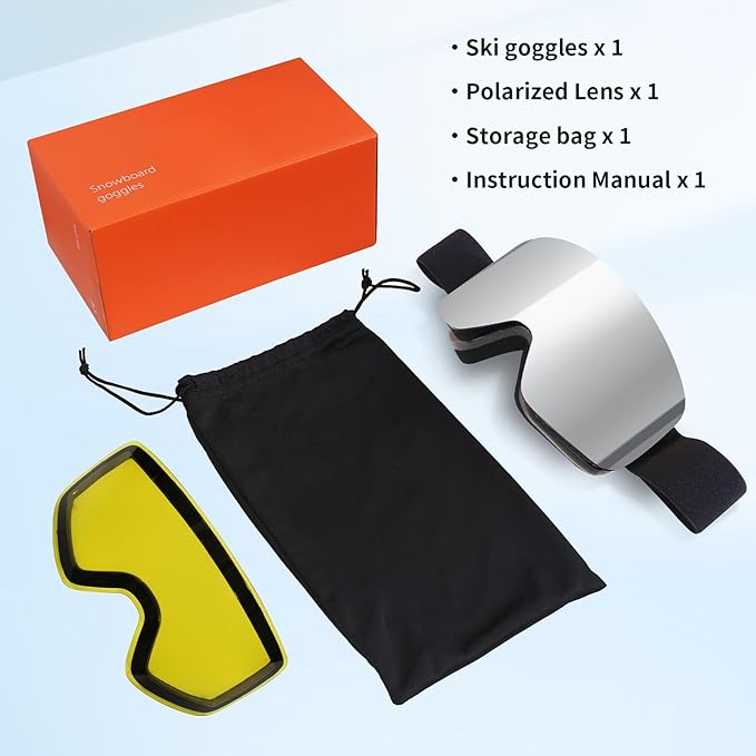 Ski Goggles OTG Snow/Snowboard Goggles Snowboarding Goggles Over Glasses Ski Goggle for Men Women Adult