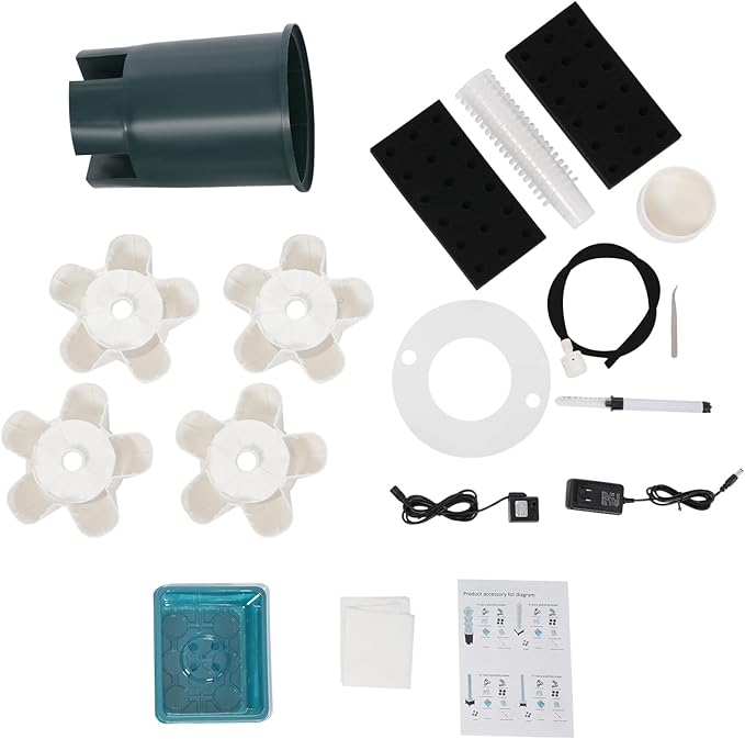 Hydroponics Growing System Kit 20 Pods Vertical Garden Tower Garden Growing System with Timer, Wheels, Indoor Hydroponic Planter for Vegetable, Fruit, Flower (Gray, 20 Pods)