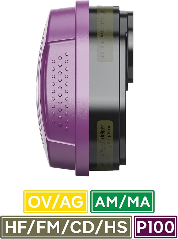 Dräger X-plore Combination Cartridge OV/AG/HF/FM/CD/AM/MA/HS/P100 | 14 Pieces | NIOSH-Approved | for Dräger X-plore 5500 Full-Face Respirator Mask | for Dräger X-plore 3300 & 3500 Half-Face Masks