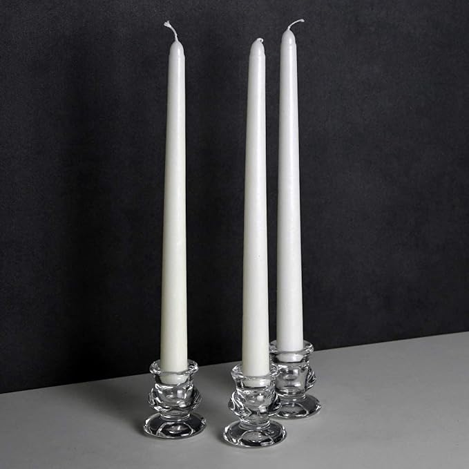 Clear Glass Candlestick Holders, Set of 4 Taper Candle Holders for Wedding, Decoration and Dinning