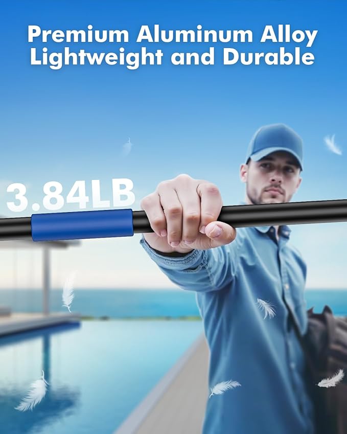 Pool Pole Telescopic 24FT Heavy Duty Upgraded Aluminum, 24 Ft Extension/Extendable Telescoping Tool for Above Ground/Inground Swimming Cleaning Supplies Accessories, Leaf Skimmer/Brush/Net/Vacuum/Mesh