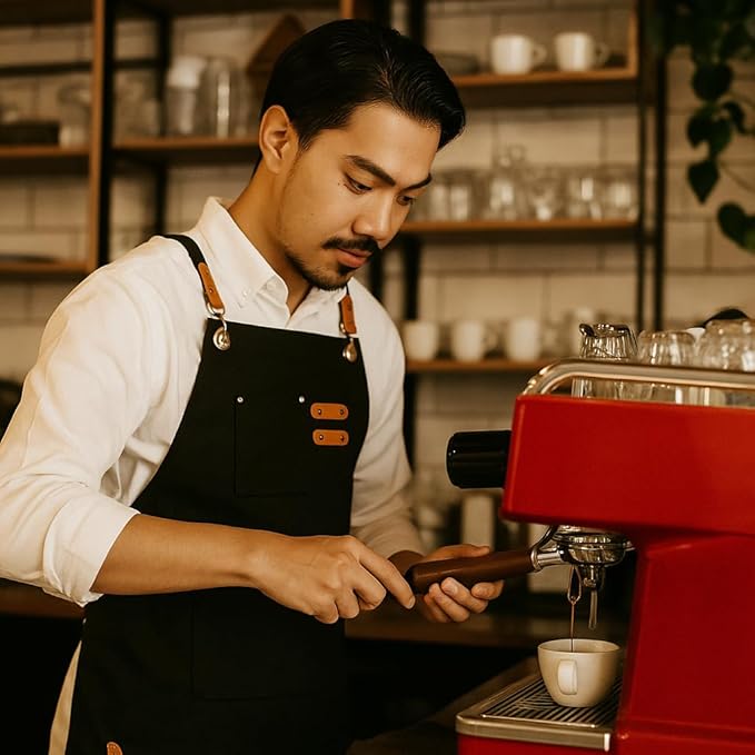 Chef Aprons for Men Canvas Apron with Large Pockets and Adjustable Neck Strap for Cooking,BBQ, Gardening