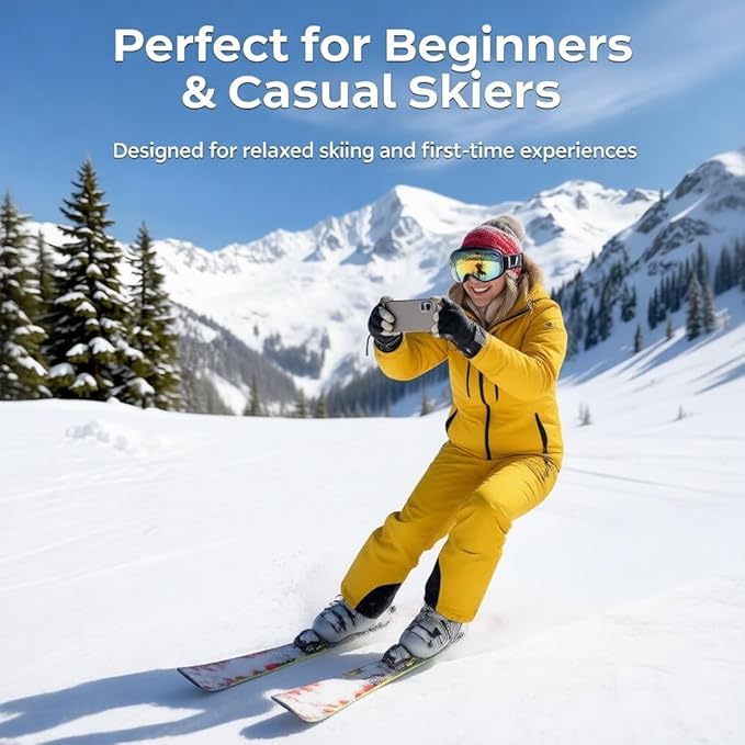 Ski Goggles - REVO Anti-Fog Lens, UV400 Protection, TPU Frame, for Men & Women (Silver & Gray Lens)