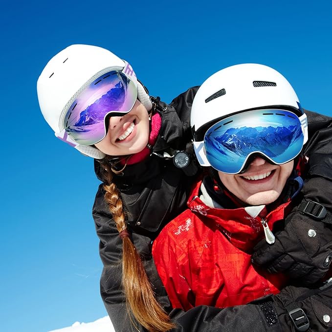 EXP VISION Snowboard Ski Goggles Men Women Youth, Anti Fog OTG Winter Snow Goggles Spherical Detachable Lens