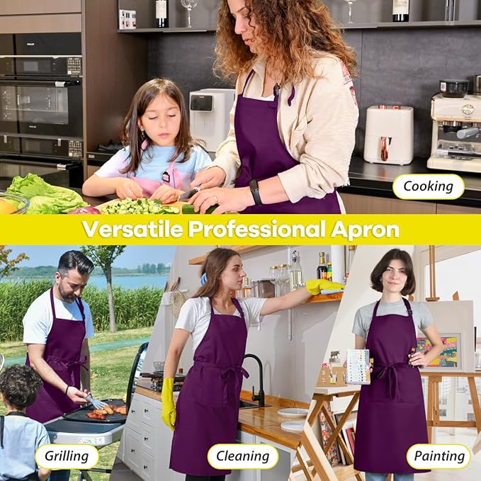 ROTANET Extra Large Apron for Men Adjustable Bib Aprons with 2 Pockets Cooking Kitchen Women Chef Water & Oil Resistant