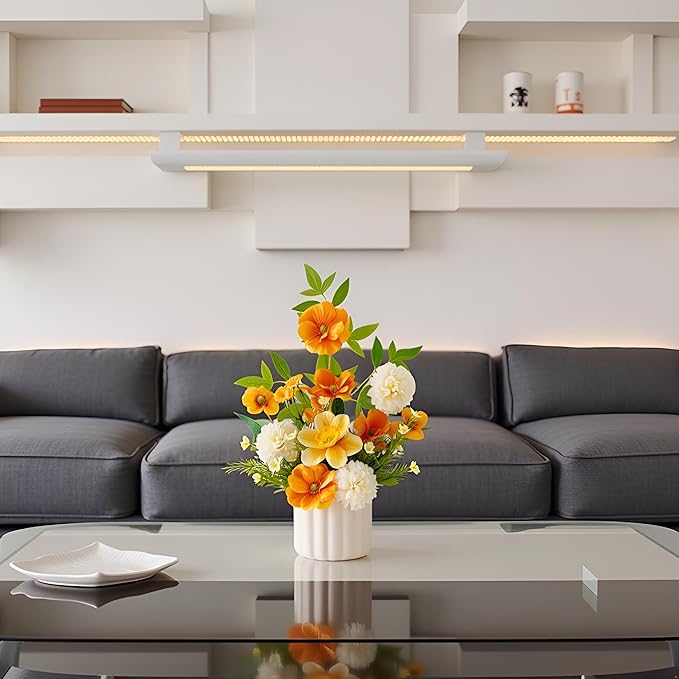 Artificial Fall Flower in Vase Silk Hydrangeas Flowers,Faux Flower Arrangement Suitable for Home Office Decoration, Dining Table Centerpiece