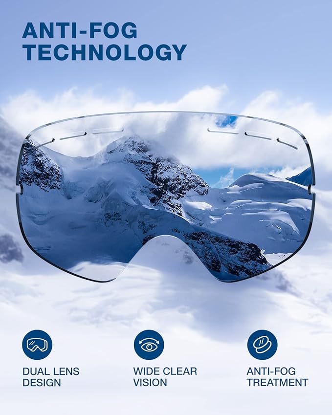 ZIONOR X Ski Goggles - OTG Snowboard Goggles Detachable Lens for Men Women Adult