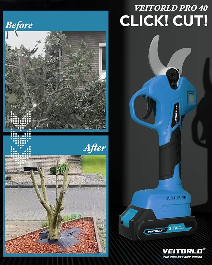 Upgraded Electric Pruning Shears, 1.6" Cutting Diameter Cordless Pruner with 2*2.0Ah Rechargeable Batteries&SK5 Blade, Garden Pruning Tool for Tree Branches, Gifts for Men Boyfriend Him Valentines Day