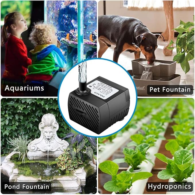 PULACO 2Pcs Mini Submersible Water Pump (95GPH 5W) for Aquarium Fish Tank, Pond, Fountain, Hydroponics