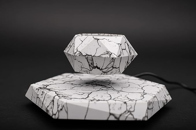 BandDlevs Floating Pots for Plants - Levitating Pot - Levitating Planter for Bonsai, Succulents, Air Plants - Floating Magnetic Display for Home Office Desks -Magnetic Levitation Plant Holder (Marble)