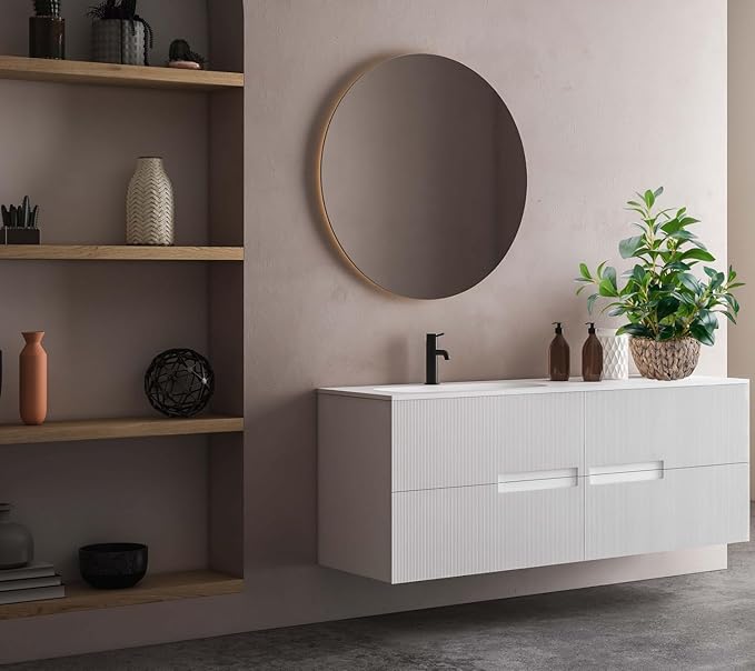 AlphaAcc 18.8 Inch Artificial Ficus Plant Indoor Faux Greenery Potted in Rattan Woven Basket Planter with Decorative Pebbles Realistic Fake Plant for Home Living Room Office Table Desk Shelf Decor