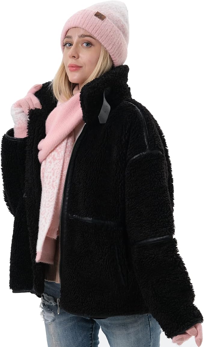 Womens Winter Knit Beanie Hats and Touchscreen Gloves Long Scarf Set with Warm Fleece Lined Skull Caps Scarves for Women