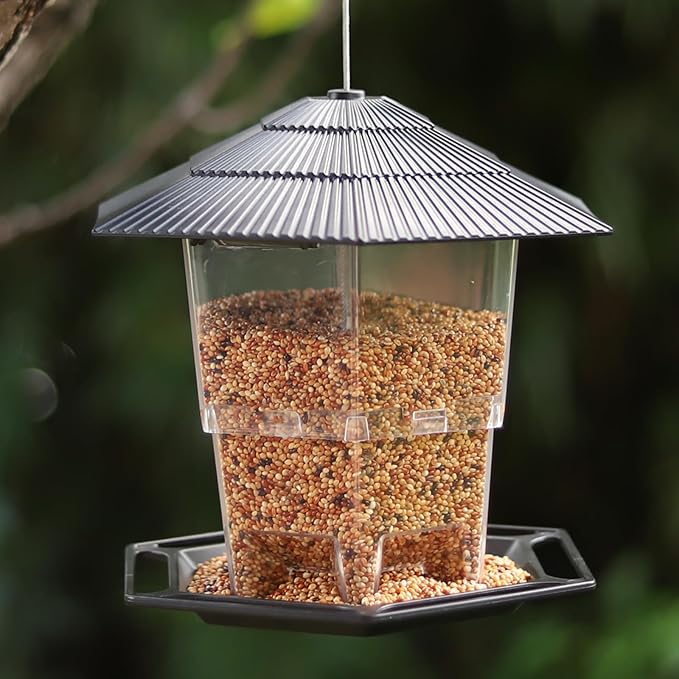 Bird Feeder for Outdoors Hanging,Black Hanging Wild Bird Feeders with S Hook for Blue Bird, Cardinals, Finches,Wild Birds Seed Feeder, As Gift for Bird Lovers