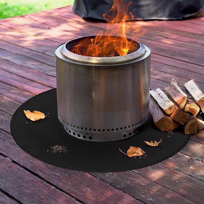 30" Fire Pit Mat for Solo Stove Bonfire, Round Fireproof Under Grill Mats for Outdoor Grill, Portable Camping Stove Mat for Solo Stove Accessories