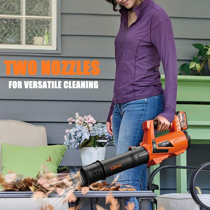 17000 RPM Cordless Leaf Blower with DECERK 7.8AH Battery - 530CFM Powerful Brushless Motor for Lawn Care, 5-Speed Turbo Electric Blower for Dust, Wet-Leaves, Car, Gutters, Lightweight Garden Tool