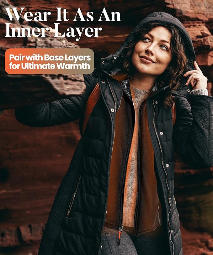 JS LifeStyle Heated Vest Jacket Women with 16000mAh Rechargeable Battery Pack Included Fleece Clothing with Light-Off Design