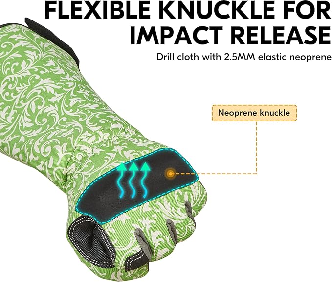 Vgo... 1 Pair Gardening Gloves Ladies,Safety Work Gloves,Long Sleeves Gauntlet,Puncture Proof,Touchscreen(Size M,Green,AL6608-FM)