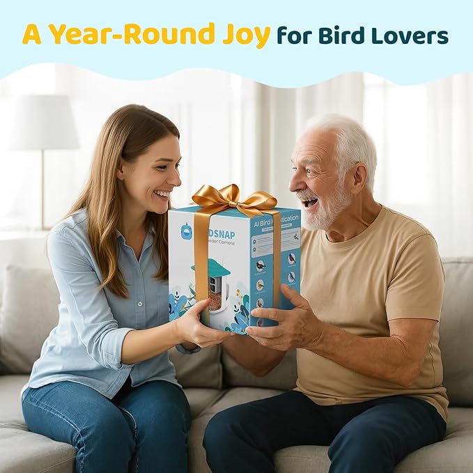 birdsnap® TUC Bird Feeder with Camera 2K HD, Solar Panel 32GB Card 4-in-1 Perch, 160°View Auto Detect & Notify AI Identify Video Bird Camera Wireless Outdoors Ideal Gift for Birds Lover