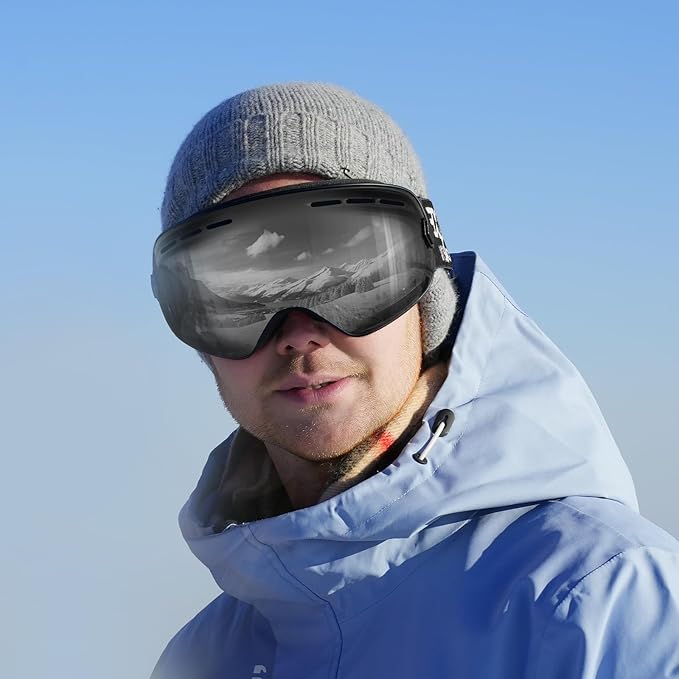 EXP VISION Snowboard Ski Goggles Men Women Youth, Anti Fog OTG Winter Snow Goggles Spherical Detachable Lens