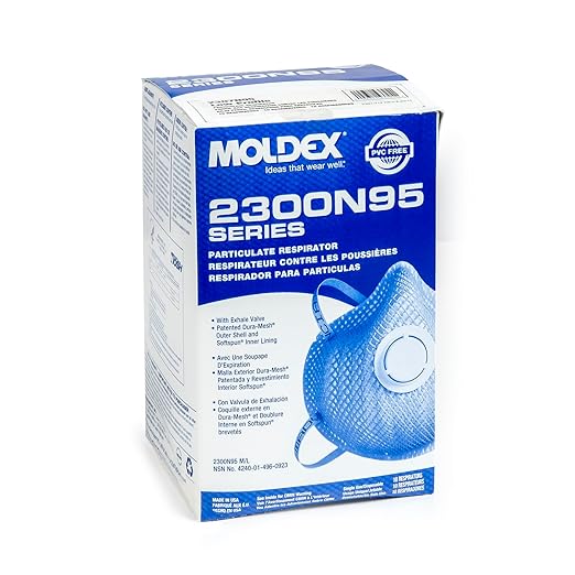Moldex 2300N95 Disposable Particulate Respirator with Exhale Valve, Size Medium/Large, NIOSH Approved