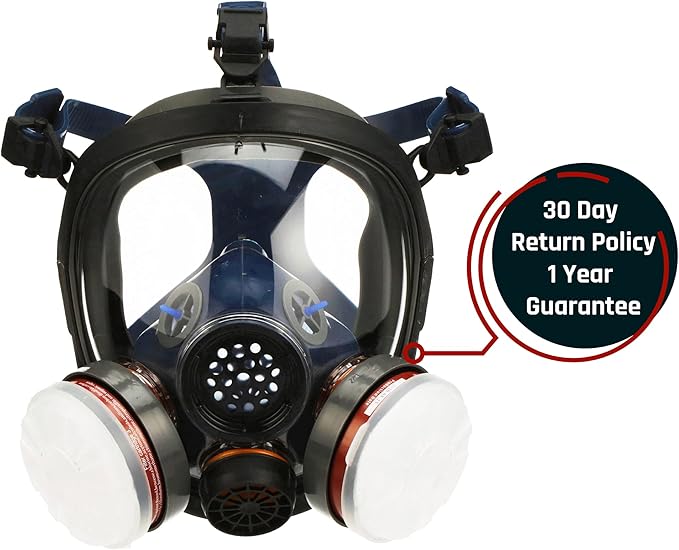 Parcil Distribution Full Face Respirator Mask - Air Purifying, Organic Vapor & Particulate - Industrial Use - CE Tested