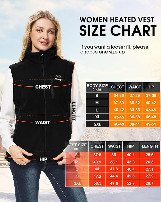 Heated Vest for Women with Battery Pack Included, 16000mAh 7.4V Rechargeable Heating Fleece Vest Jacket
