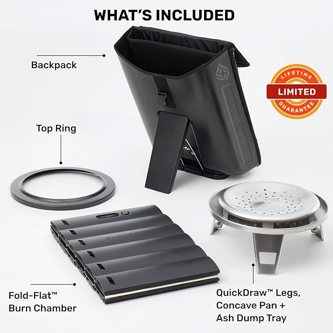 Portable Camping Fire Pit - Packable Fold-Flat Design, Smokeless Burn, Stainless Steel & Aluminum, Includes Backpack, Ideal for Outdoor & RV Adventures