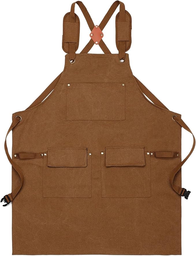 DILLMAN Woodworking Apron for Men Shop Apron Thick Canvas Work Apron with Tool Pockets