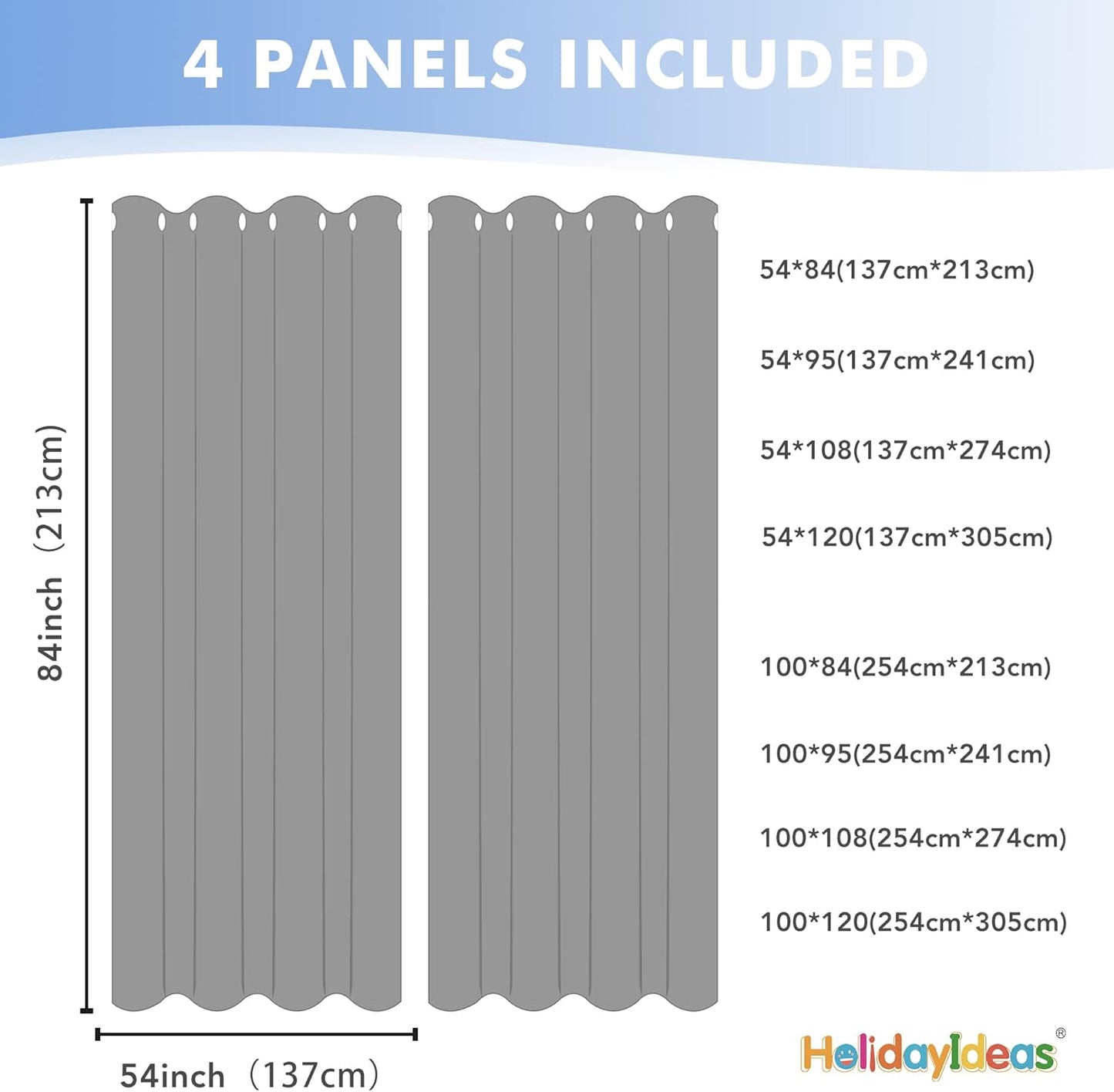 HolidayIdeas Outdoor Sheer Curtains for Patio Waterproof, 4 Panels - 54 x 108 Inch - Cloud Grey Light Filtering Voile Outside Curtains Grommet Drapes for Front Porch, Gazebo, Pergola, Backyard