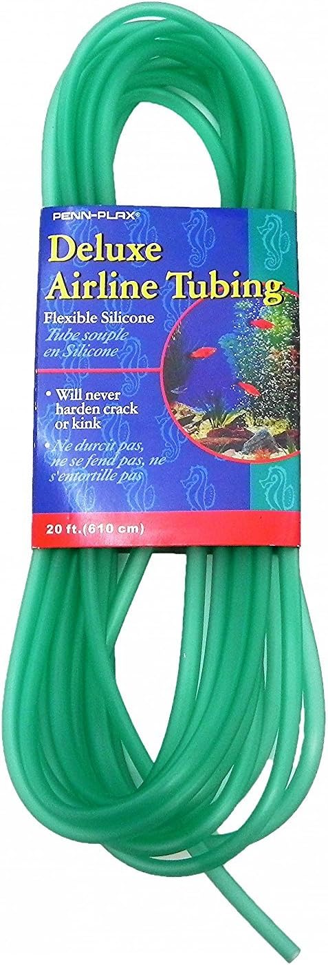 Penn-Plax Deluxe Airline Tubing for Aquariums – Made of Durable Silicone – Safe for Freshwater and Saltwater Fish Tanks – 20 Feet