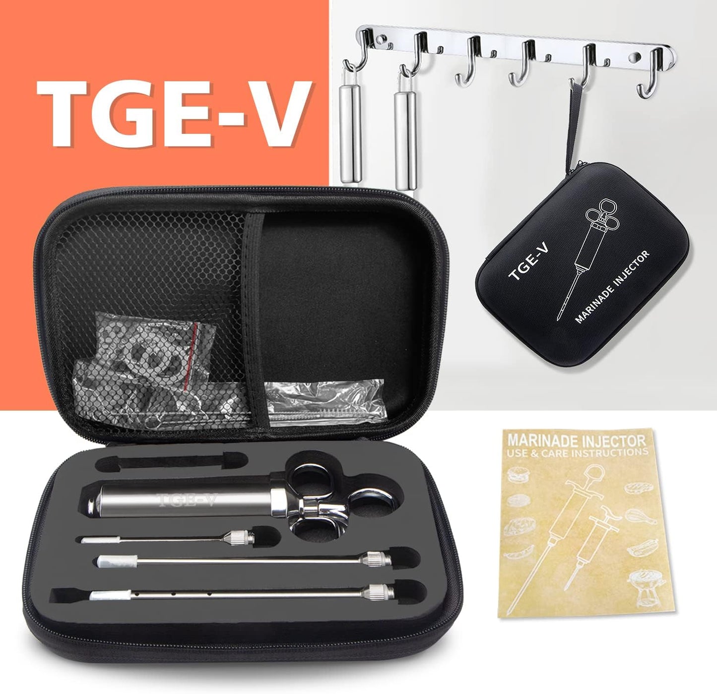 Meat Injector Syringe, Injector Marinades for Meats, Turkey, Brisket; Come with 3 Marinade Injector Needles; Meat Injectors for Smoking and BBQ, 2-OZ