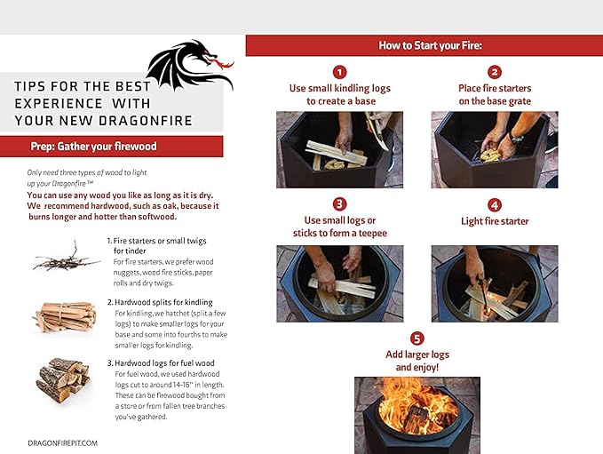 Dragonfire Smokeless Firepit, Accessories Included: Spark Screen, Base Stand, and Weatherproof Cover. Wood Pellet/Log Burning Large Outdoor Fire pit. Matte Black Finish, 23.5 Inch Backyard Patio Size.