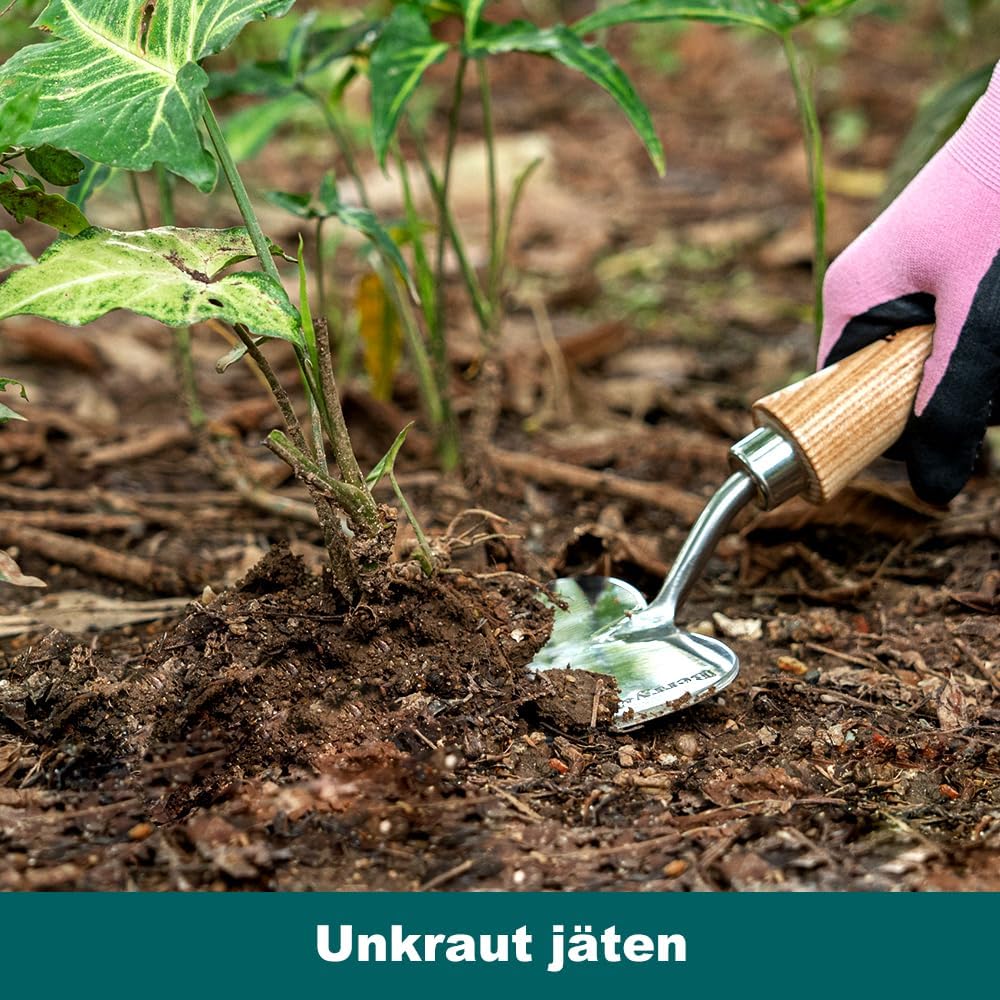 Berry&Bird Perennial Trowel, Oversized Garden Potting Trowel with Sharp Blade Wood Hand Shovel, Stainless Steel Planting Trowel Gardening Tool for Roots,Planting,Digging,Transplanting and Cutting