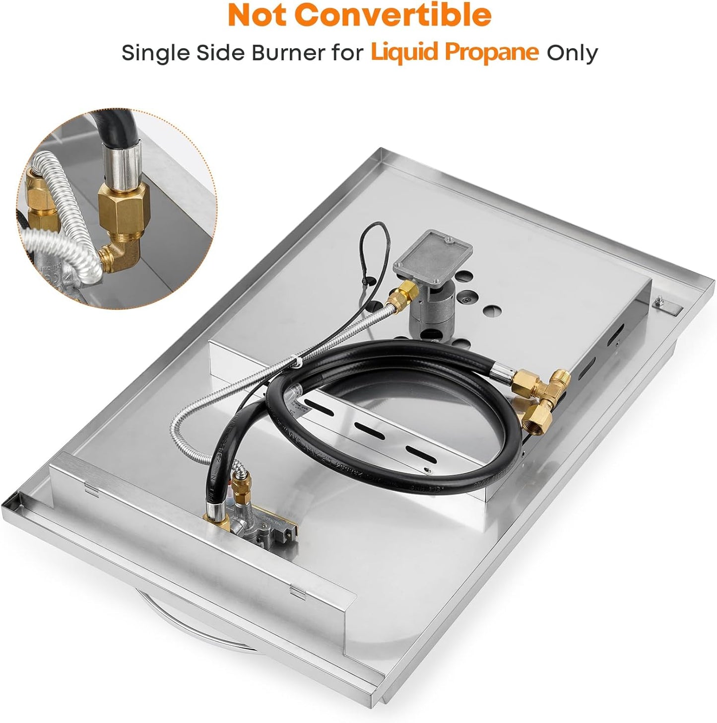 Stanbroil Built-in Stainless Steel Side Burner for Outdoor Kitchen - Liquid Propane Only