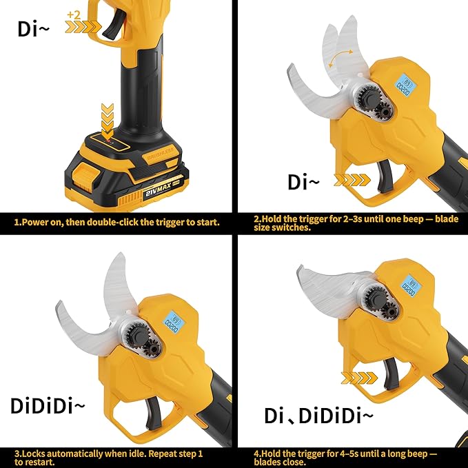 Electric Pruning Shears, Cordless Power Pruner with 2 Inch Cutting Diameter, LCD Display, Brushless Motor & 2×2.0Ah Batteries for Tree Branches & Garden