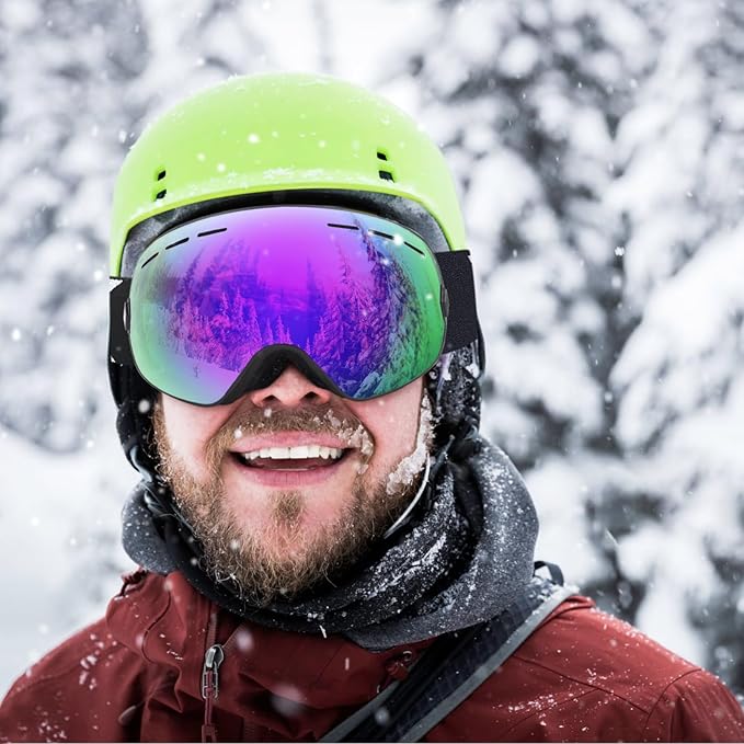 EXP VISION Snowboard Ski Goggles Men Women Youth, Anti Fog OTG Winter Snow Goggles Spherical Detachable Lens