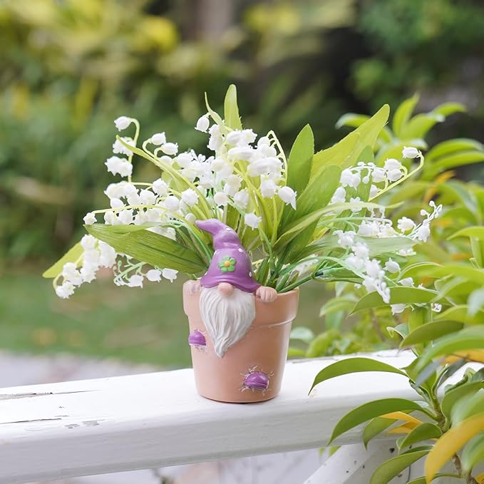 Easter - Spring Flower Pot - Gnome Pot - Easter Decoration - Cactus Succulents Unique Spring Decorative Purple Planter with Drainage Hole for Home Farmhouse Decor 3.25 x 3.5 x 5 in Newman House Studio