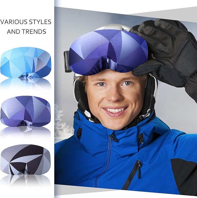 Civaner 4 Pieces Ski Snowboard Goggle Cover Sleeve Goggle Cover Microfiber Protective Lens Scratch Dust Protection for Travel