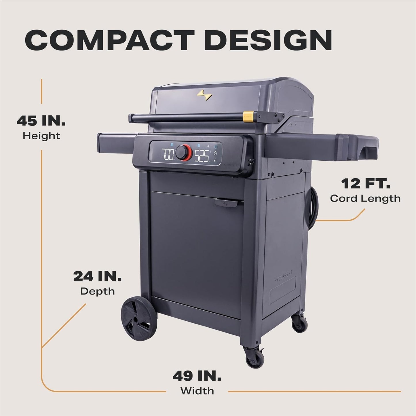 Current® Model G Dual Zone Grill, Smart Electric Outdoor Grill with 200°F to 700°F Range for Searing & Roasting, Digital Precision, Independent Heat Zones, Apartment-Friendly & Weather-Resistant