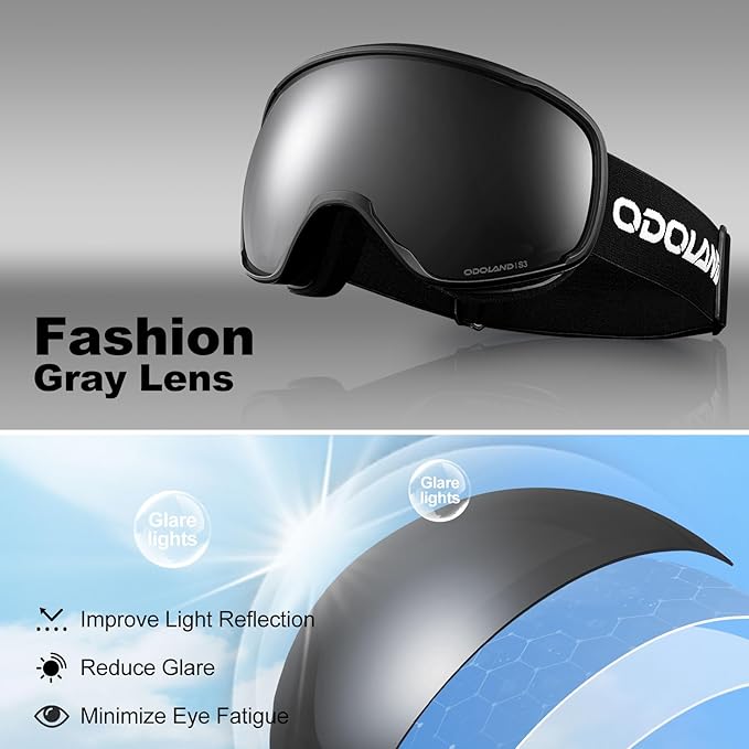 Odoland Snow Ski Goggles S2 Double Lens Anti-Fog OTG Windproof UV400 Eyewear for Men, Women and Youth-Skiing Snowboarding