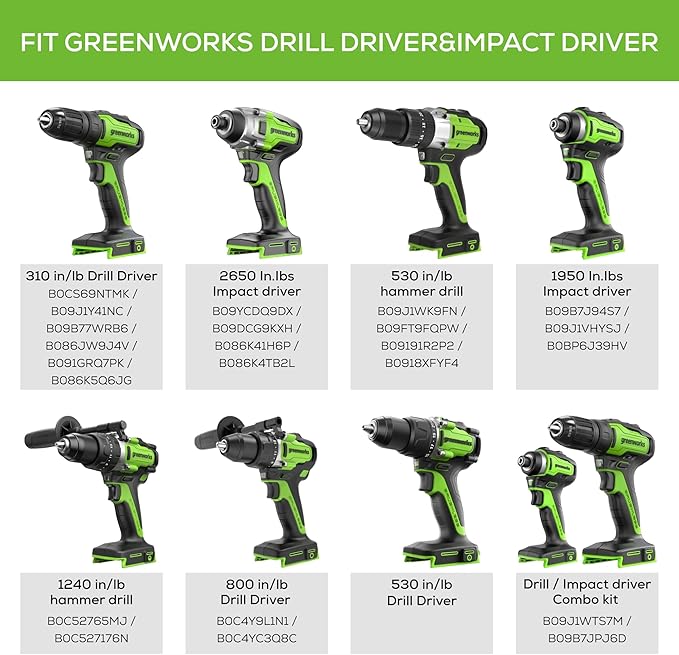 Greenworks 11 Pcs Wood Drilling Set for Woodworking, Plywood, Particle board, Fiberboard (Including Hex Shank Spade Bits & Brad Point Drill Bits)