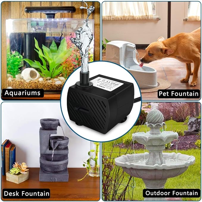 DOMICA (80GPH 4W) Mini Submersible Water Pump with 2.2FT Tube for Pond, Aquariums, Fish Tank, Hydroponics, Tabletop Fountain, Pet Fountain, Indoor or Outdoor Fountain Pump